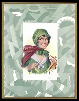Chocolate box design, smiling lady