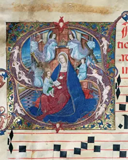 Angels Prints: Choirbook number 9. Gregorian chant. 15th. century. Virgin a