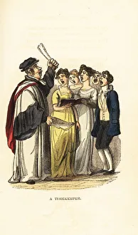 Rudolph Ackermann Prints: A choirmaster leading a choir in Georgian England