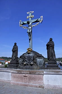Images Dated 23rd August 2012: Christ on the Cross on the Charles Bridge in Prague