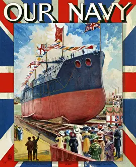 Launches Prints: Christening a Ship before she is launched - Our Navy cover