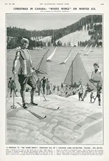 Yacht Prints: Christmas in Canada: White Wings on Winter Ice - Ice-boating