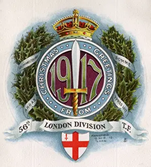 56th Prints: Christmas card, 56th London Division Territorial Force