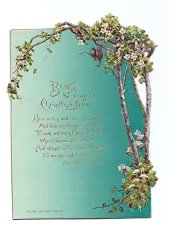 Turquoise Prints: Christmas card with birds and blossom