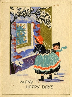 Images Dated 4th August 2016: Christmas Card - children looking at Christmas tree