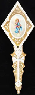 Christmas card in the form of a fan