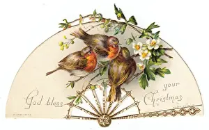 Christmas card in the form of a fan