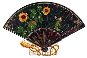 Christmas card in the form of a fan