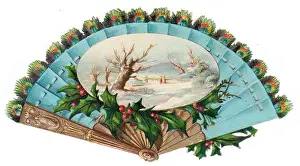 Christmas card in the form of a fan