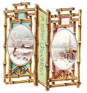 Images Dated 5th October 2017: Christmas card in the form of an oriental folding screen