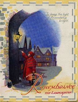 Images Dated 30th December 2015: Christmas card, Lamplighter
