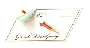 Rectangle Prints: Christmas card with a pencil breaking through it