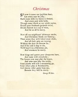 Lovat Collection: Christmas card with poem by George Wither