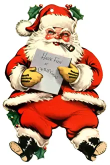 Christmas Card or Present Tag, Santa Claus