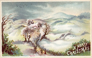 Images Dated 5th October 2017: Christmas card with rural snow scene