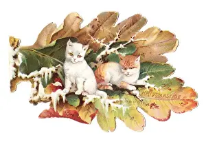 Christmas card in the shape of an autumn leaf
