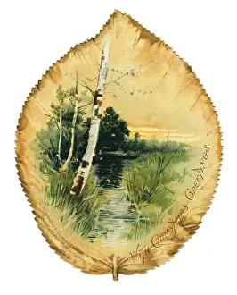 Christmas card in the shape of an autumn leaf