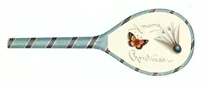 Christmas card in the shape of a badminton racquet