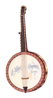 Images Dated 3rd December 2015: Christmas card in the shape of a banjo