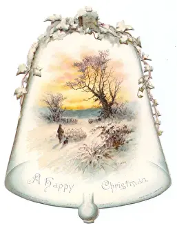 Christmas card in the shape of a bell