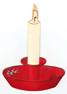 Christmas card in the shape of a candle and holder