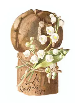 Christmas card in the shape of a champagne cork