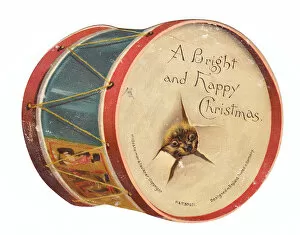 Torn Collection: Christmas card in the shape of a drum with dog