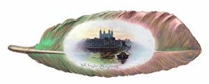 Victorian and Edwardian Christmas Cards Gallery: Christmas card in the shape of a feather