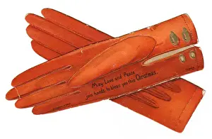 Overlapping Prints: Christmas card in the shape of gloves