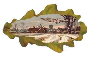 Christmas card in the shape of a green leaf