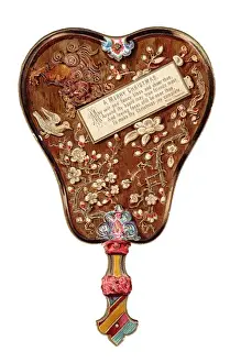 Christmas card in the shape of a hand mirror