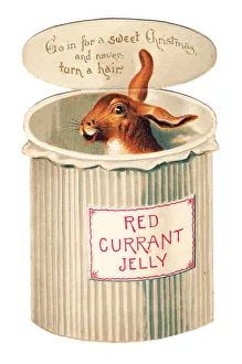Images Dated 9th May 2018: Christmas card in the shape of a jar of red currant jelly