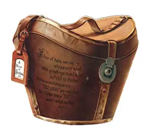 Buckles Prints: Christmas card in the shape of a leather hatbox