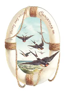Christmas card in the shape of a lifebelt