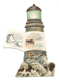 Christmas card in the shape of a lighthouse