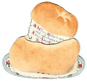 Christmas card in the shape of a loaf of bread
