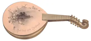 Christmas card in the shape of a mandolin