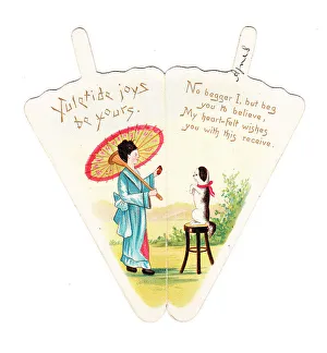 Christmas card in the shape of a parasol