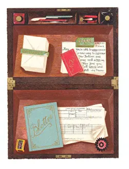 Christmas card in the shape of a portable writing case