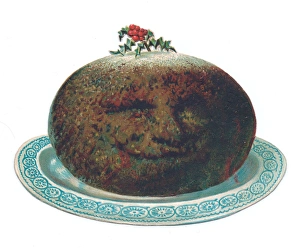 Victorian and Edwardian Christmas Cards Gallery: Christmas card in the shape of a pudding