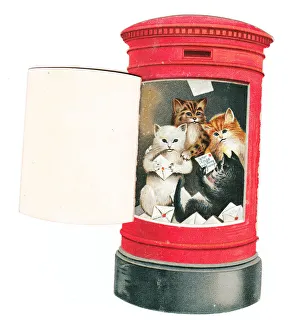 Images Dated 9th May 2018: Christmas card in the shape of a red pillar box