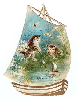Christmas card in the shape of a sail