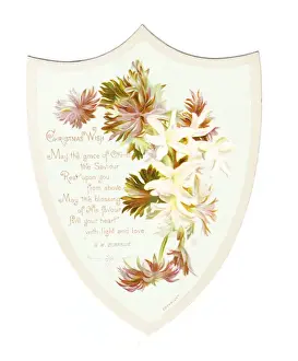 Christmas card in the shape of a shield