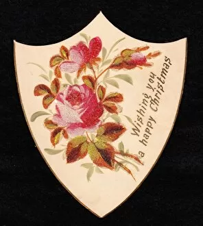 Images Dated 18th November 2015: Christmas card in the shape of a shield