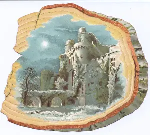 Hurstmonceaux Prints: Christmas card in the shape of a slice of wood