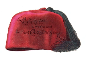 Christmas card in the shape of a smoking cap Christmas card in the shape of a smoking cap