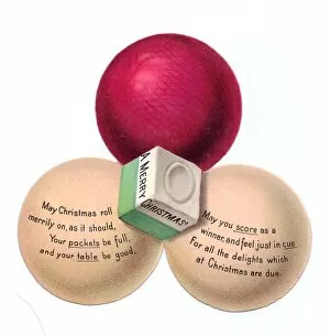 Christmas card in the shape of three snooker balls