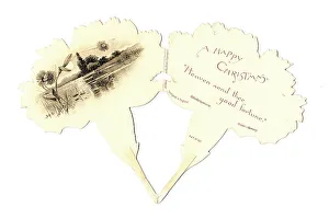 Christmas card in the shape of a white carnation