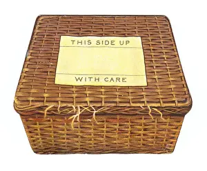 Christmas card in the shape of a wickerwork basket