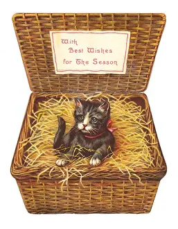 Christmas card in the shape of a wickerwork basket